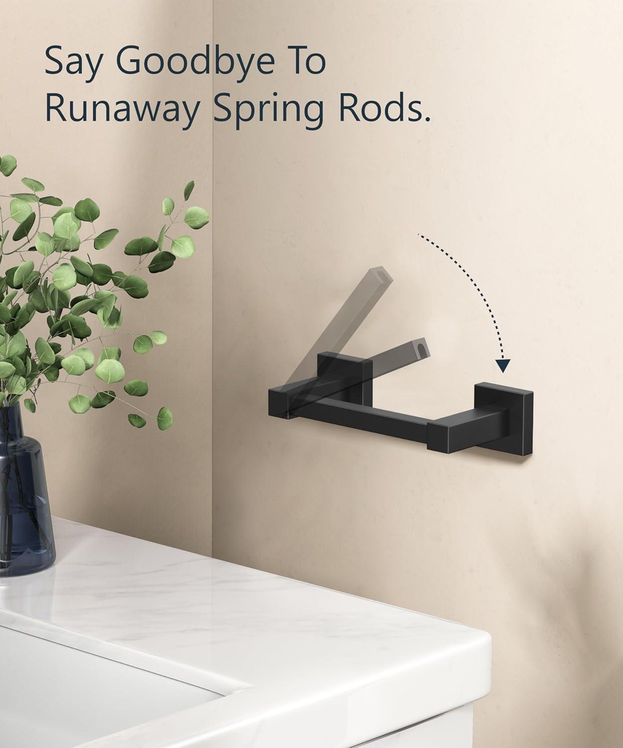 Double Post Pivoting Modern Square Toilet Paper Holder by RUACQ, Matte Black, Wall Mounted