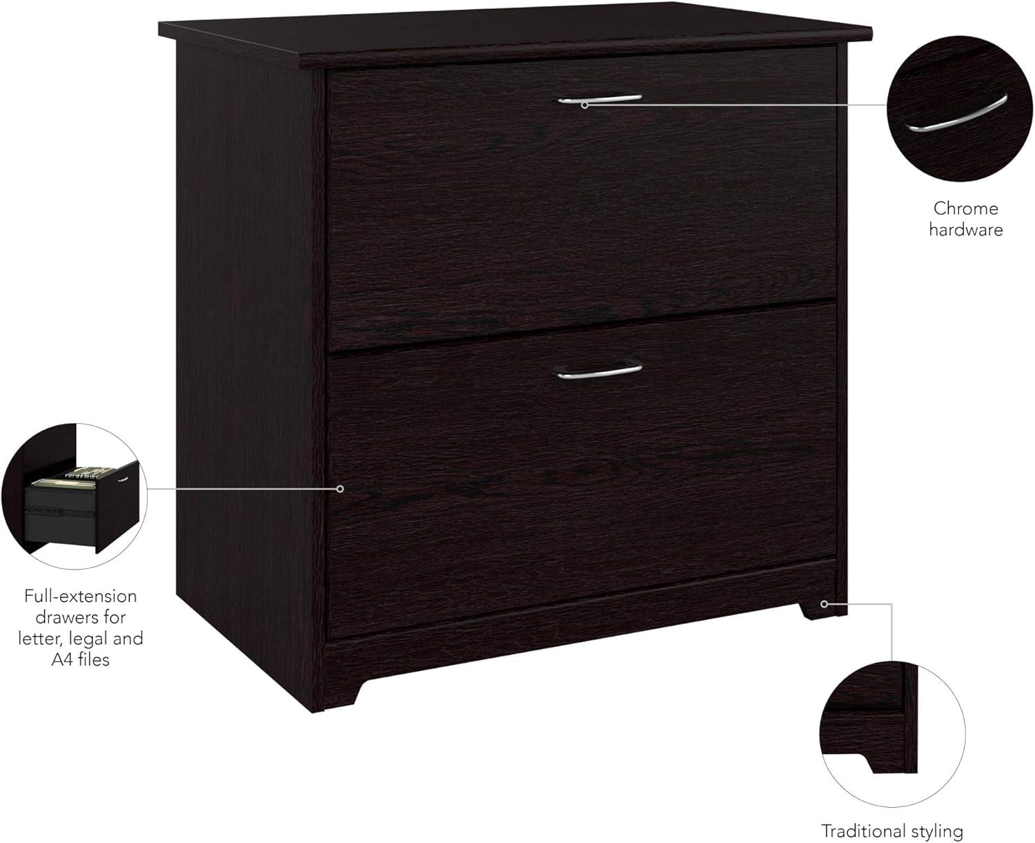 Bush Furniture Cabot Lateral File Cabinet, 2 Drawer, Espresso Oak