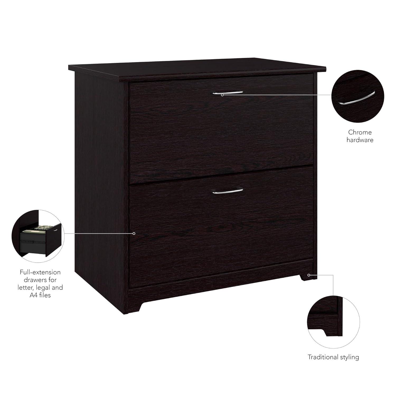 Bush Furniture Cabot Lateral File Cabinet, 2 Drawer, Espresso Oak