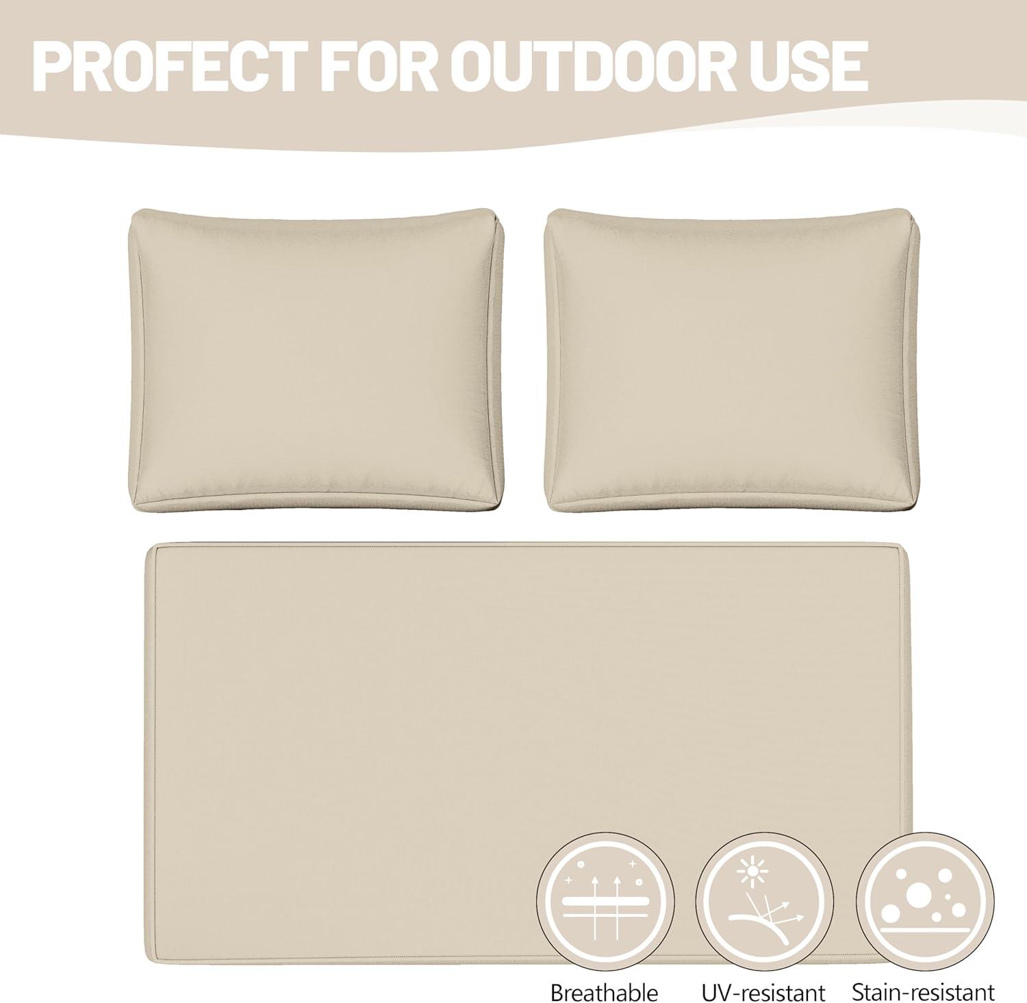 Outdoor Loveseat Cushion Set 46 X 26 Inch Water Repellent & Fadeness Patio Furniture Cushions,Removable Outdoor Couch Cushions with Hidden Zipper & Adjustment Staps for Couch, Bench, and Swing