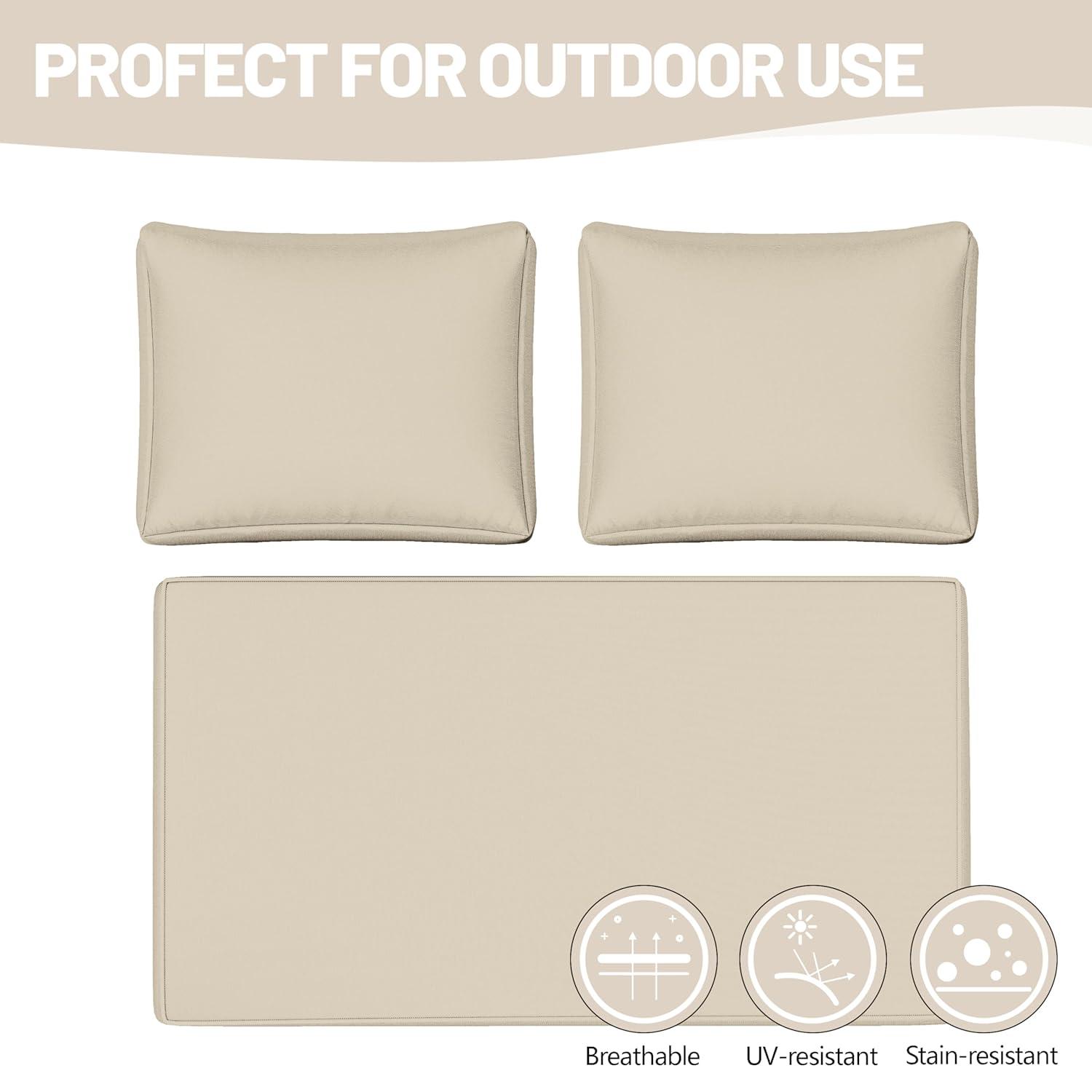 Outdoor Loveseat Cushion Set 46 X 26 Inch Water Repellent & Fadeness Patio Furniture Cushions,Removable Outdoor Couch Cushions with Hidden Zipper & Adjustment Staps for Couch, Bench, and Swing