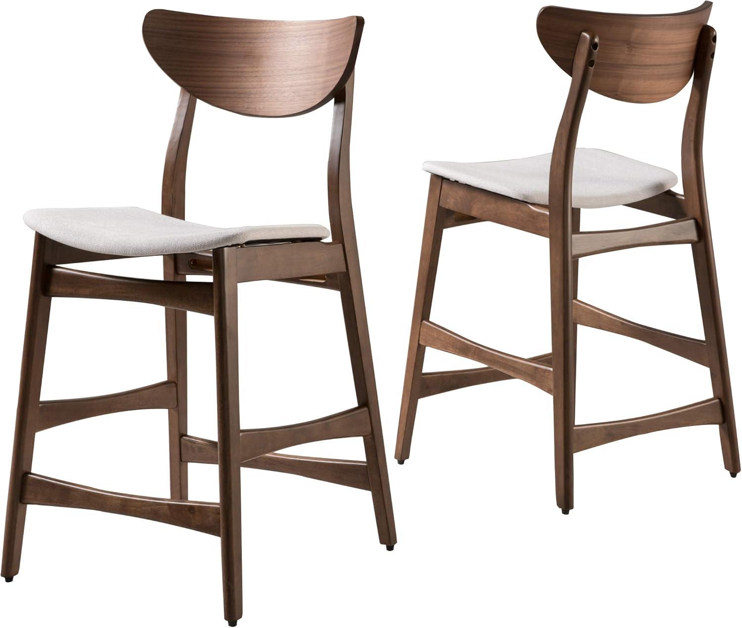 Set of 2 24" Gavin Natural Frame Counter Height Barstools Dark Gray - Christopher Knight Home: Upholstered, Rubberwood Legs