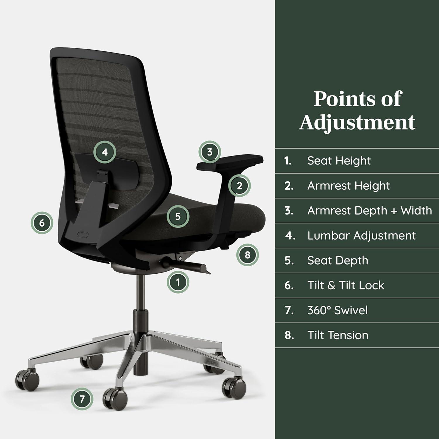 Black Mesh Swivel Ergonomic Task Chair with Adjustable Lumbar Support