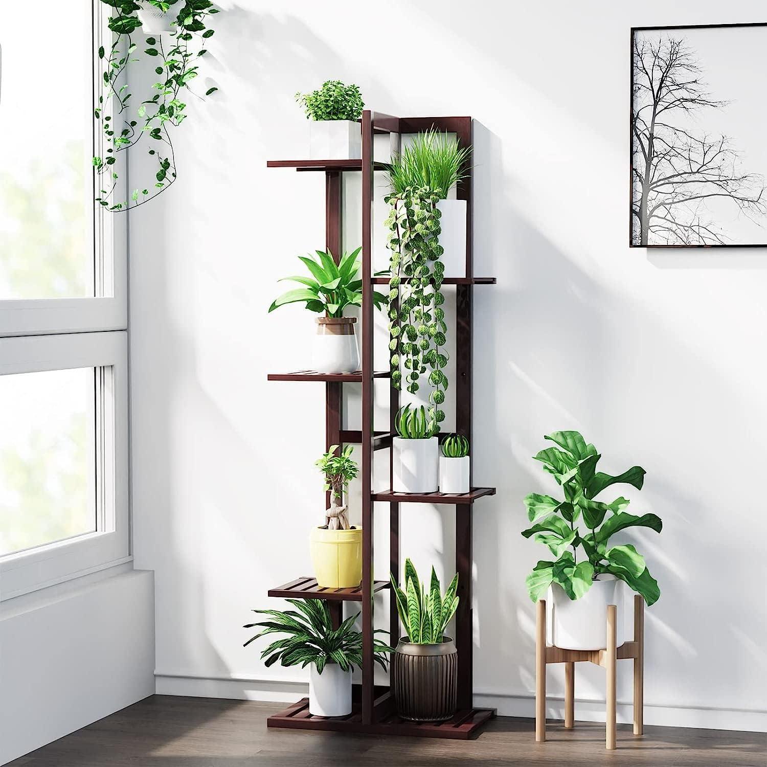 47-Inch Tall Brown Bamboo 6-Tier Plant Stand