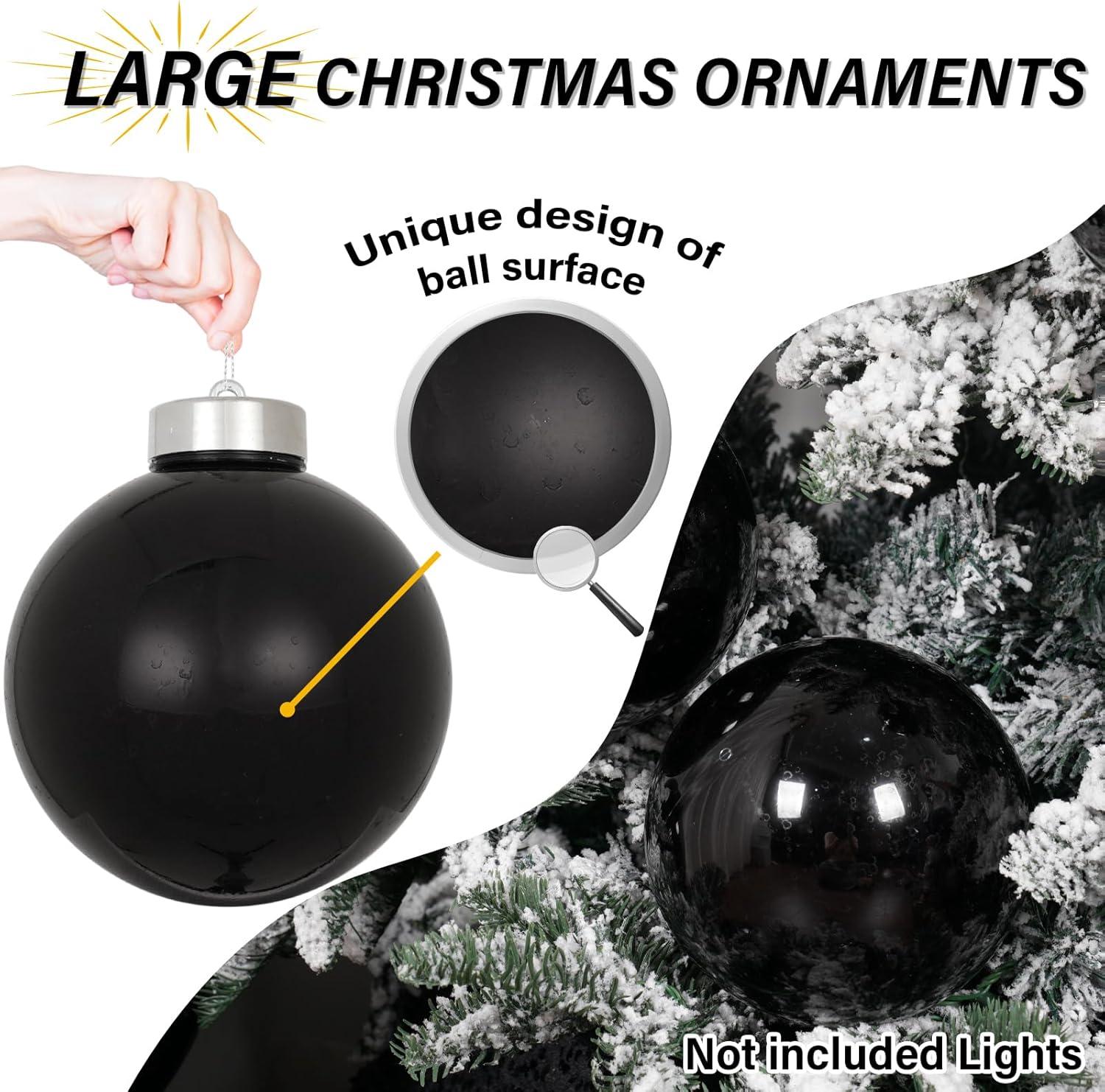 XmasExp 4in Large Christmas Ornaments Christmas Ball Ornaments Giant Tree Decoration Shatterproof Decorative Hanging Balls for Holiday Party Decor (Silver,4pcs)
