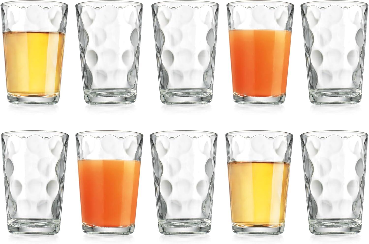 Modern Clear Glass Round Juice Cups Set of 10
