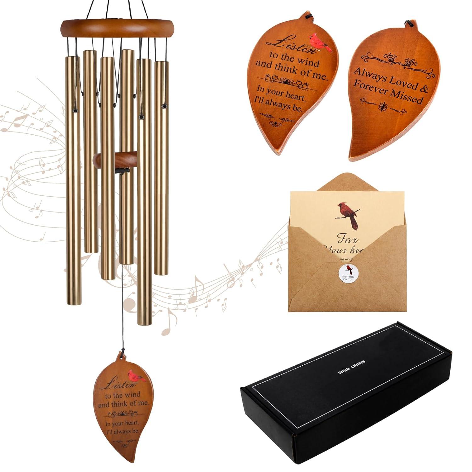 Sympathy Gifts for Loss of Loved One 32" Memorial Wind Chimes for Loss of Loved One Bereavement Condolence Gifts Sympathy Windchimes Memory Wind Chime with Memorial Card