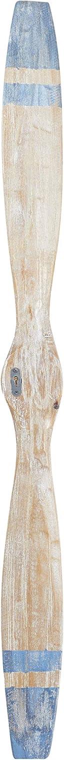 Deco 79 Wood Airplane Propeller Home Wall Decor 2 Blade Wall Sculpture with Aviation Detailing, Wall Art 47" x 2" x 4", Brown