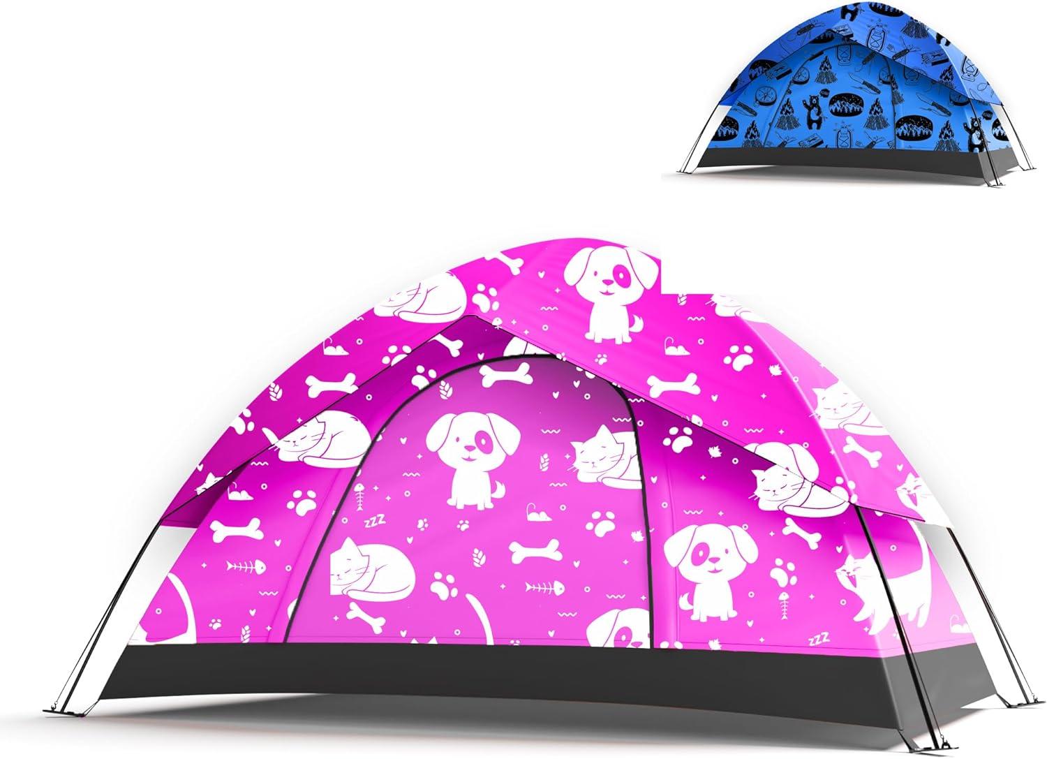 KidzAdventure 2 in 1 Kids Play Tent/Kids Tent for Camping | 1 – 2 Person Backpacking Tent for Kids | Ultralight Indoor & Outdoors Kids Tents – Best Friends Theme