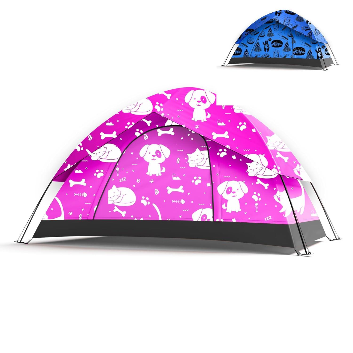 KidzAdventure 2 in 1 Kids Play Tent/Kids Tent for Camping | 1 – 2 Person Backpacking Tent for Kids | Ultralight Indoor & Outdoors Kids Tents – Best Friends Theme