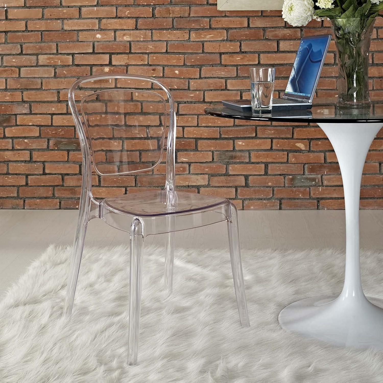 Entreat Minimalist Clear Polycarbonate Dining Side Chair