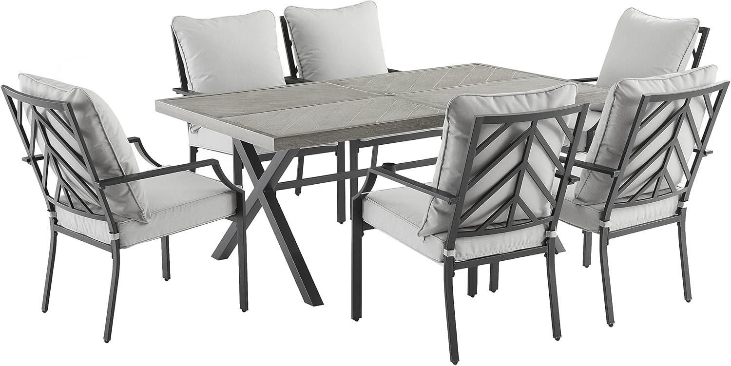 Otto 7-Piece Matte Black and Gray Outdoor Dining Set