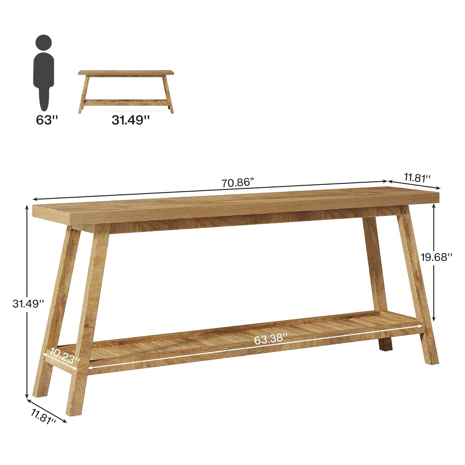 Gracie Oaks 70.9-Inch Farmhouse Console for Entryway, 2-Tier Entry Table Sofa Table