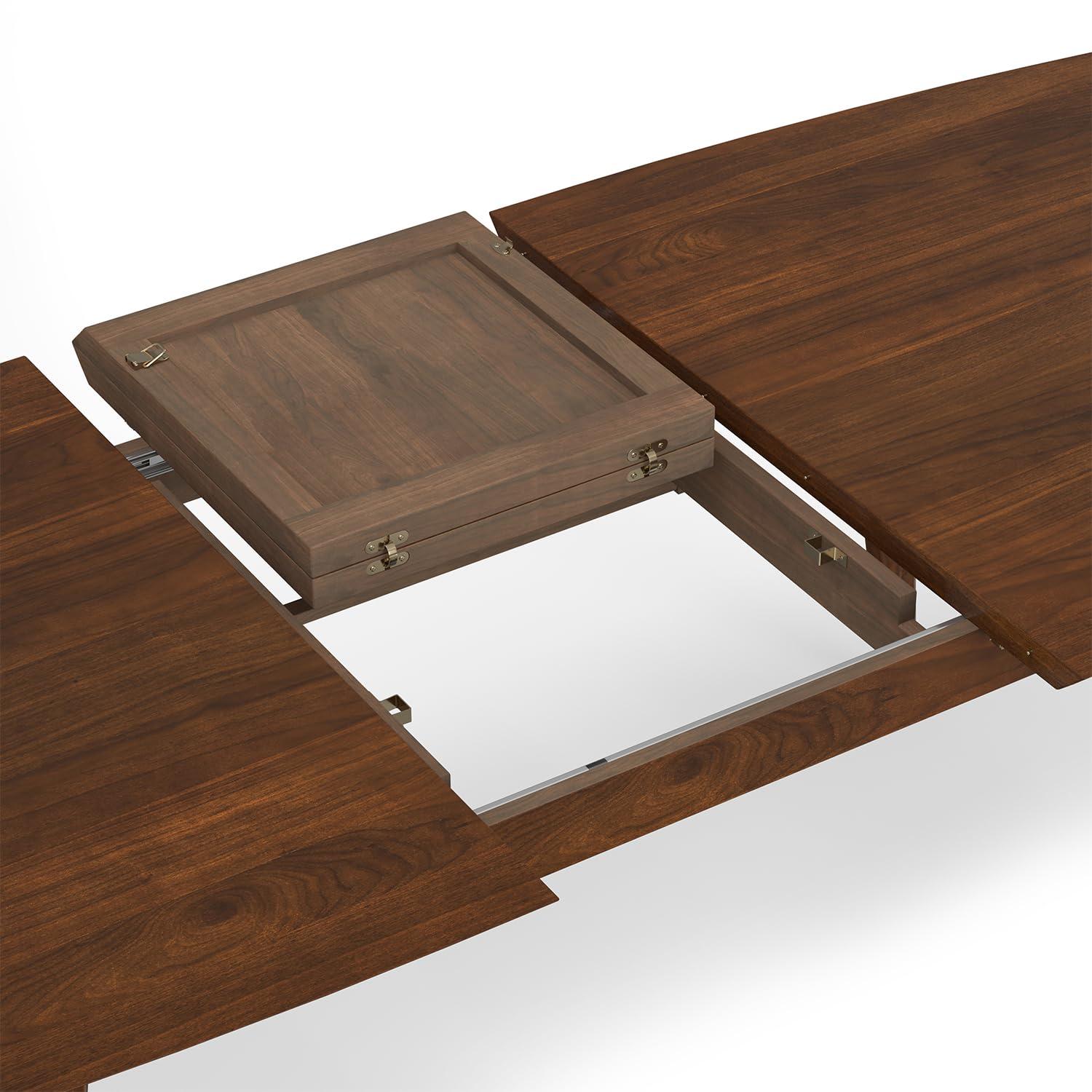 Draper 66-84"W Walnut Extendable Dining Table, Mid-Century Modern Style