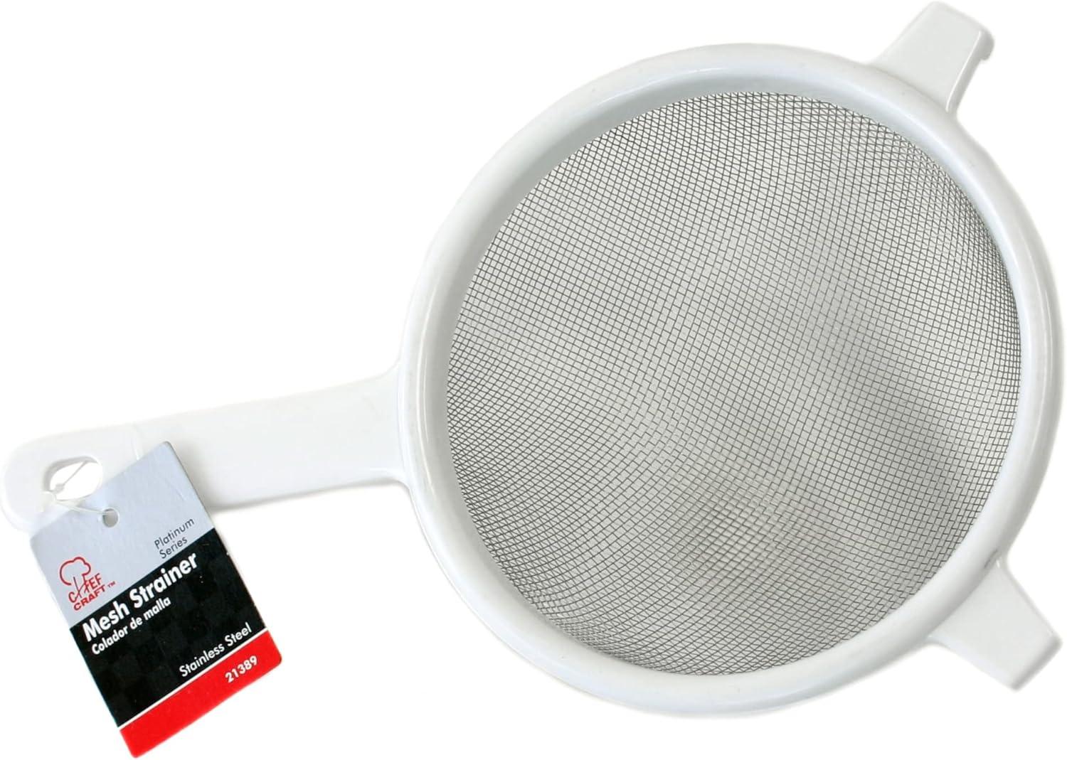 Chef Craft Classic Stainless Steel Mesh Strainer, 6 inches in diameter, White