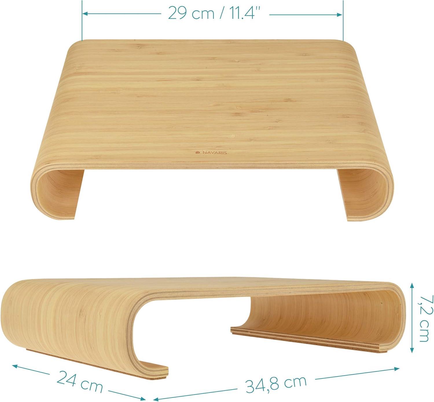 Bamboo Curved Monitor Stand Riser with Cork Feet