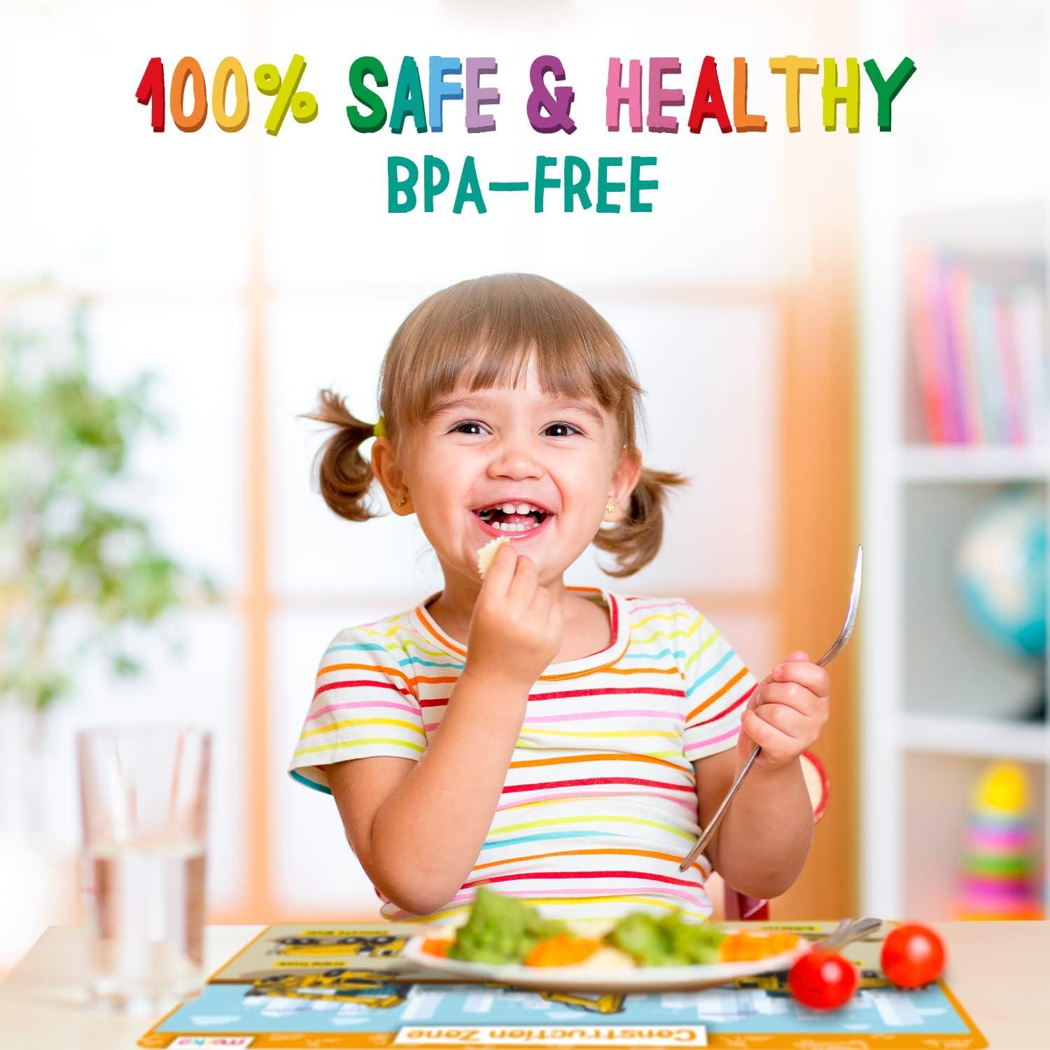 merka Kids Placemat Educational Placemats For Toddlers Kids Placemats For Dining Table Set Of 4 Wipeable Silicone