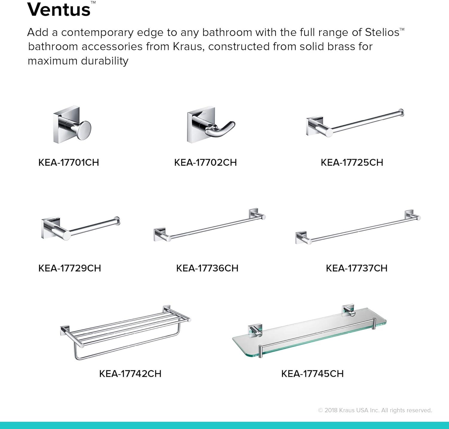 Ventus Chrome Finish Modern Wall Mount Toilet Paper Holder