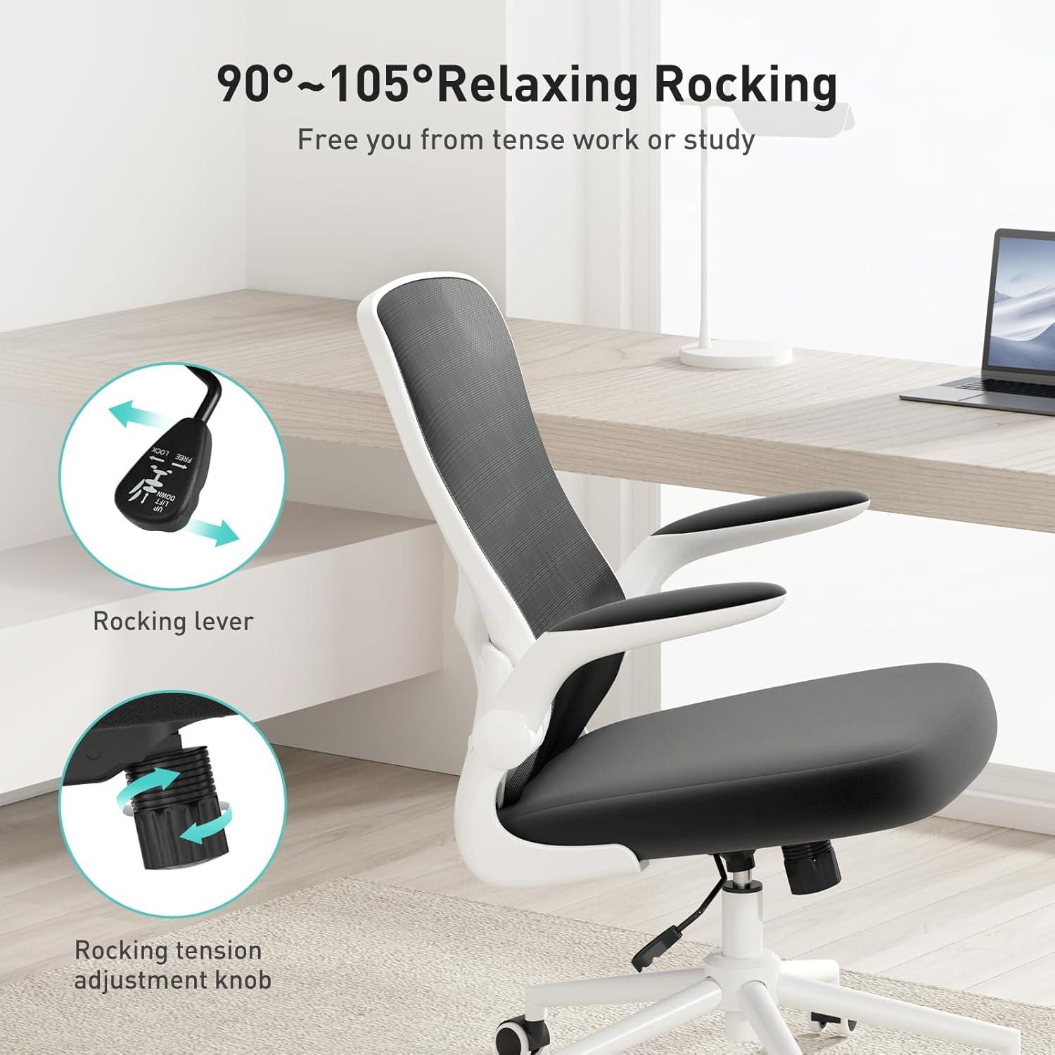 White Ergonomic Mesh Office Chair with Adjustable Arms