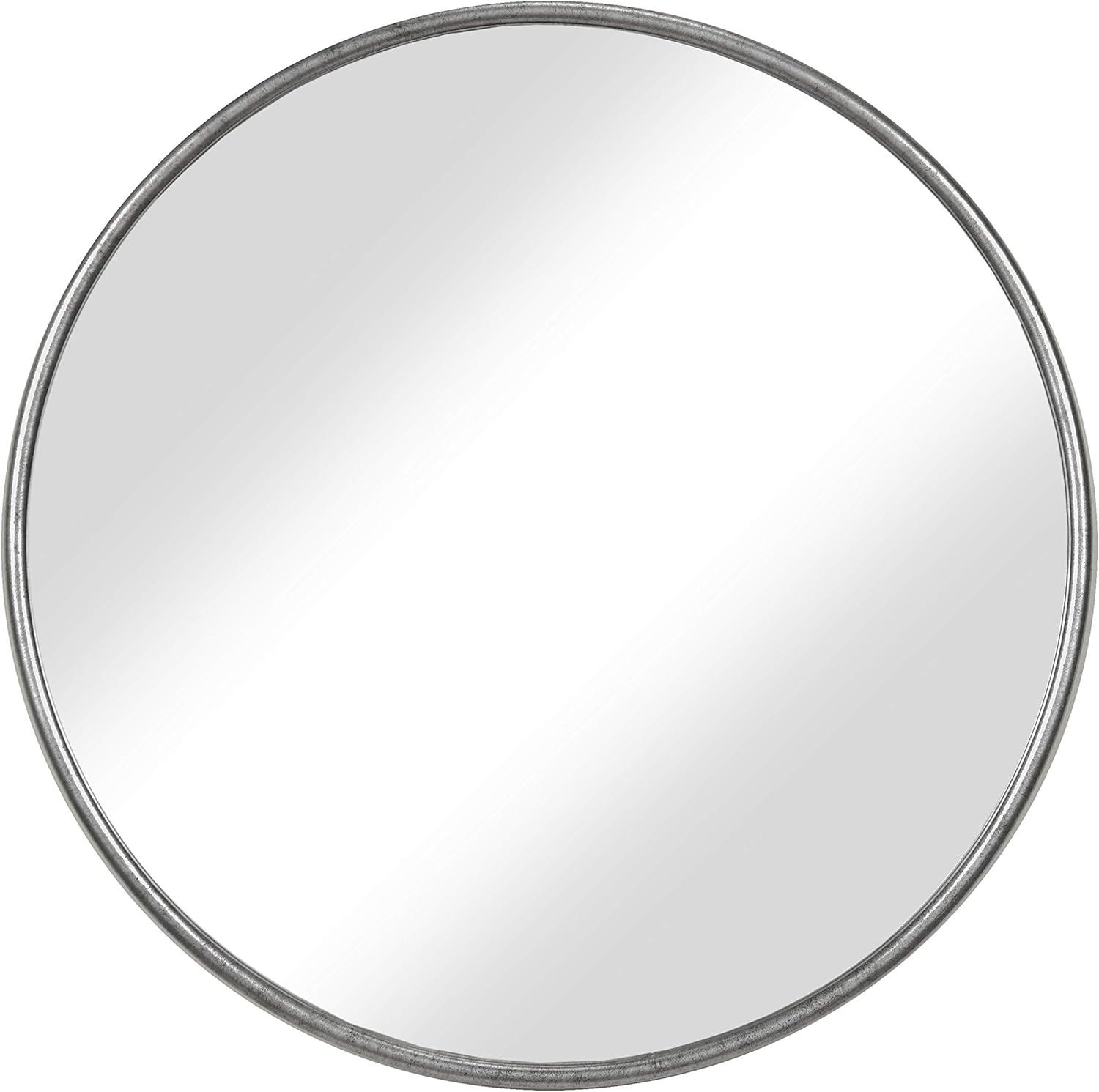 36" Round Bronze and Silver Wall Mirror