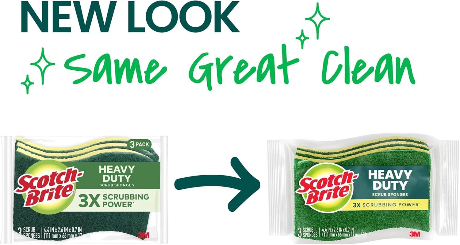 Scotch-Brite Heavy Duty Scrub Sponge Green/Yellow 3/Pack (HD-3) 517899