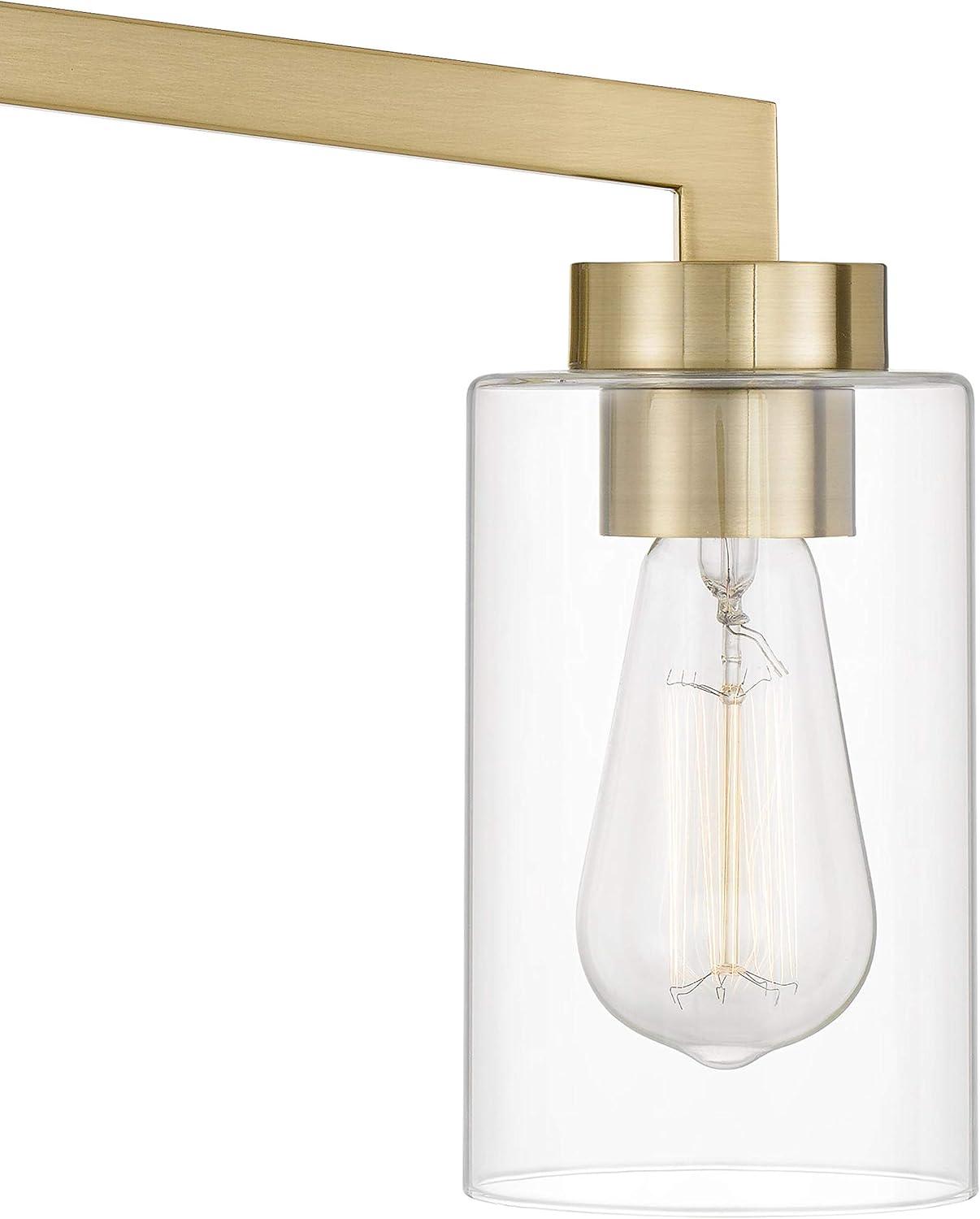 Metropolis 3-Light Satin Brass Vanity Light with Clear Glass Shades