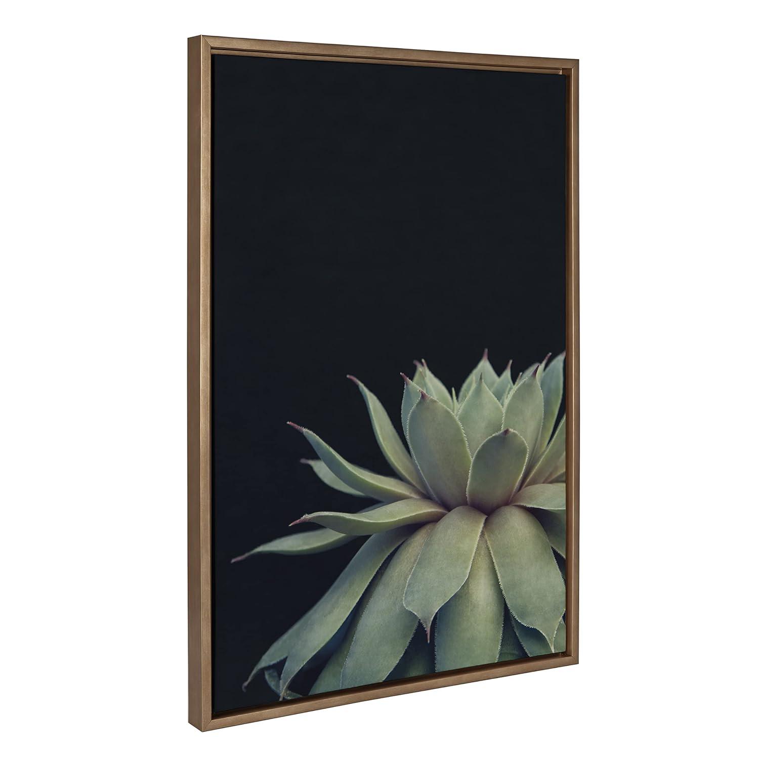 (Set of 3) 23" x 33" Sylvie Succulent Framed Canvas Set Gold - Kate & Laurel All Things Decor: Tranquil Botanical Art