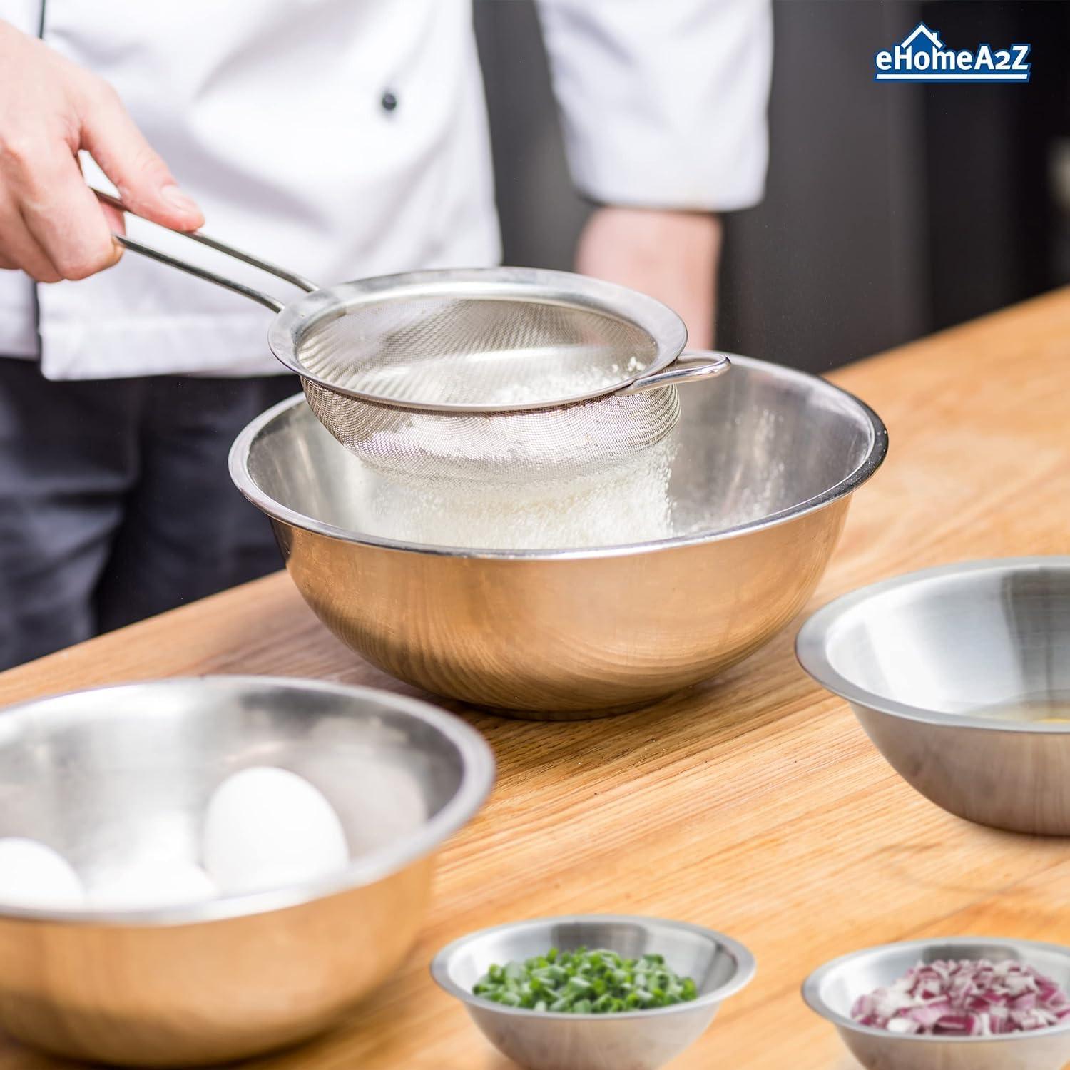 6-Piece Stainless Steel Mixing Bowls Set - Space Saving Nesting Bowls for Kitchen Storage - Durable, Easy to Clean - Perfect for Baking, Salads, and More!