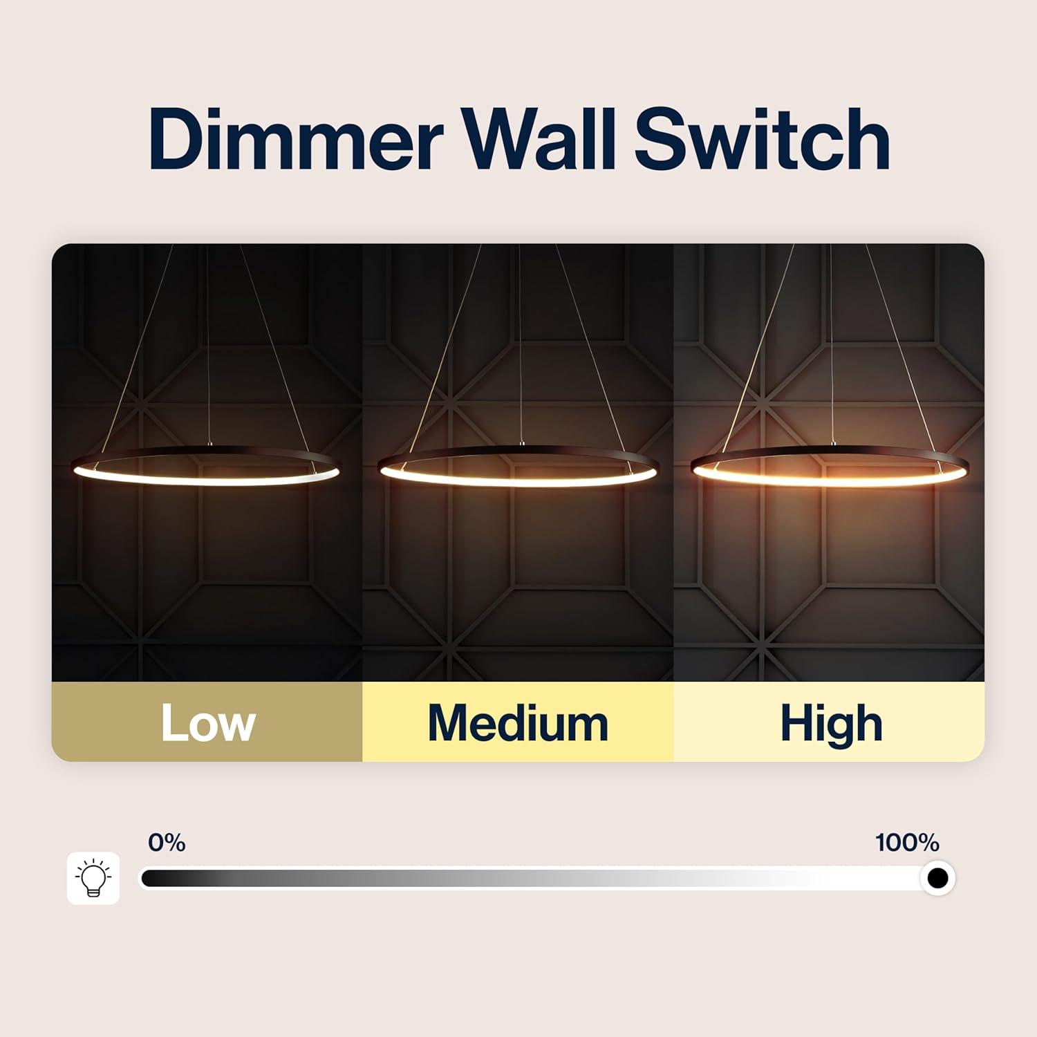 JONATHAN Y Brice 23.75" Modern Contemporary Metal Round Integrated LED Pendant, Matte Black