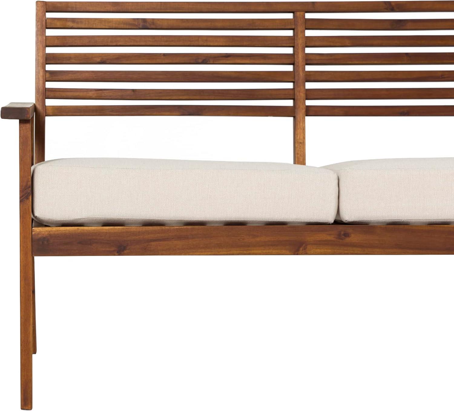 Modern Dark Brown Acacia Wood Outdoor Loveseat