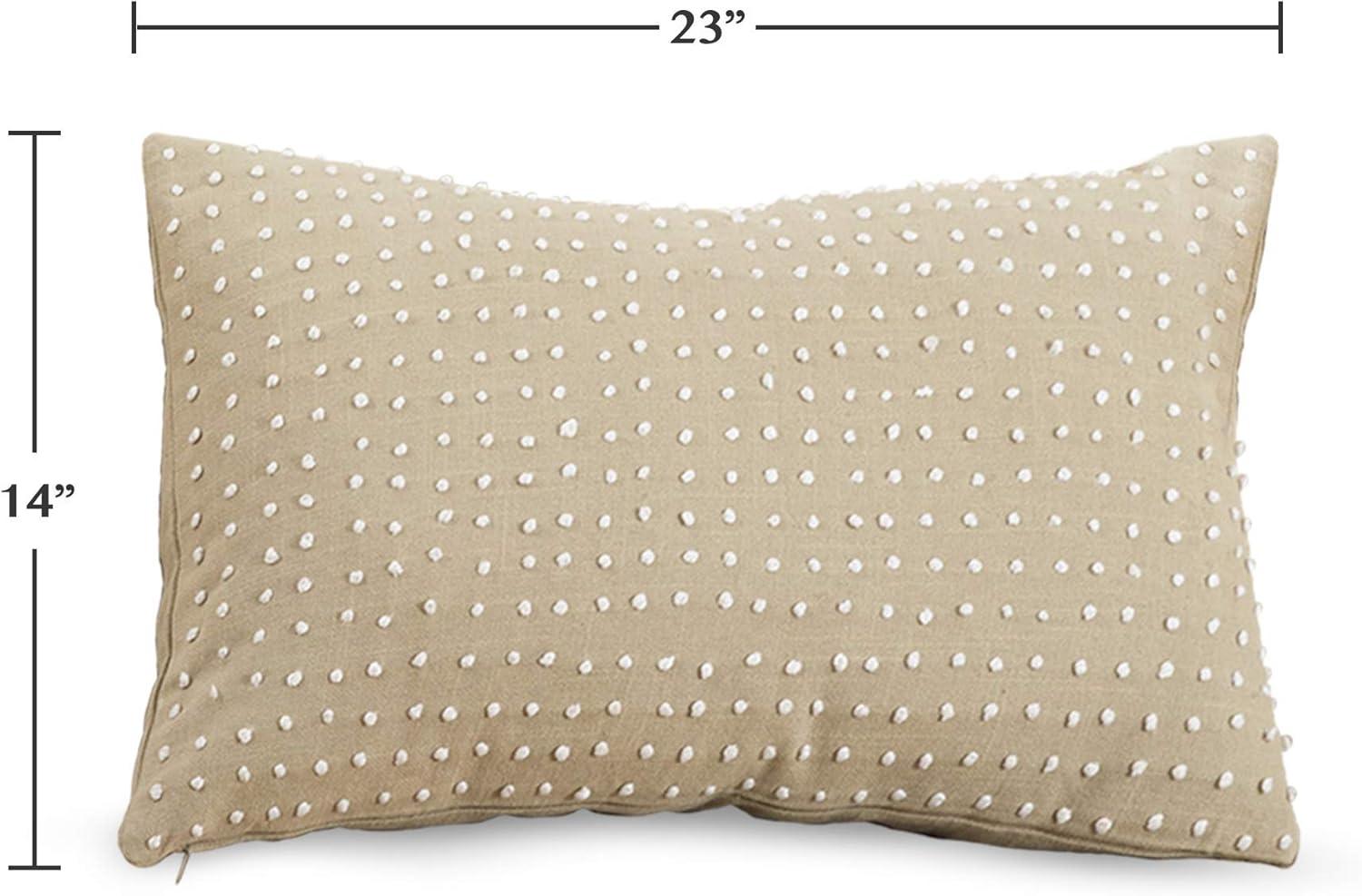 Petite Beige Cotton Down Fill Accent Pillow