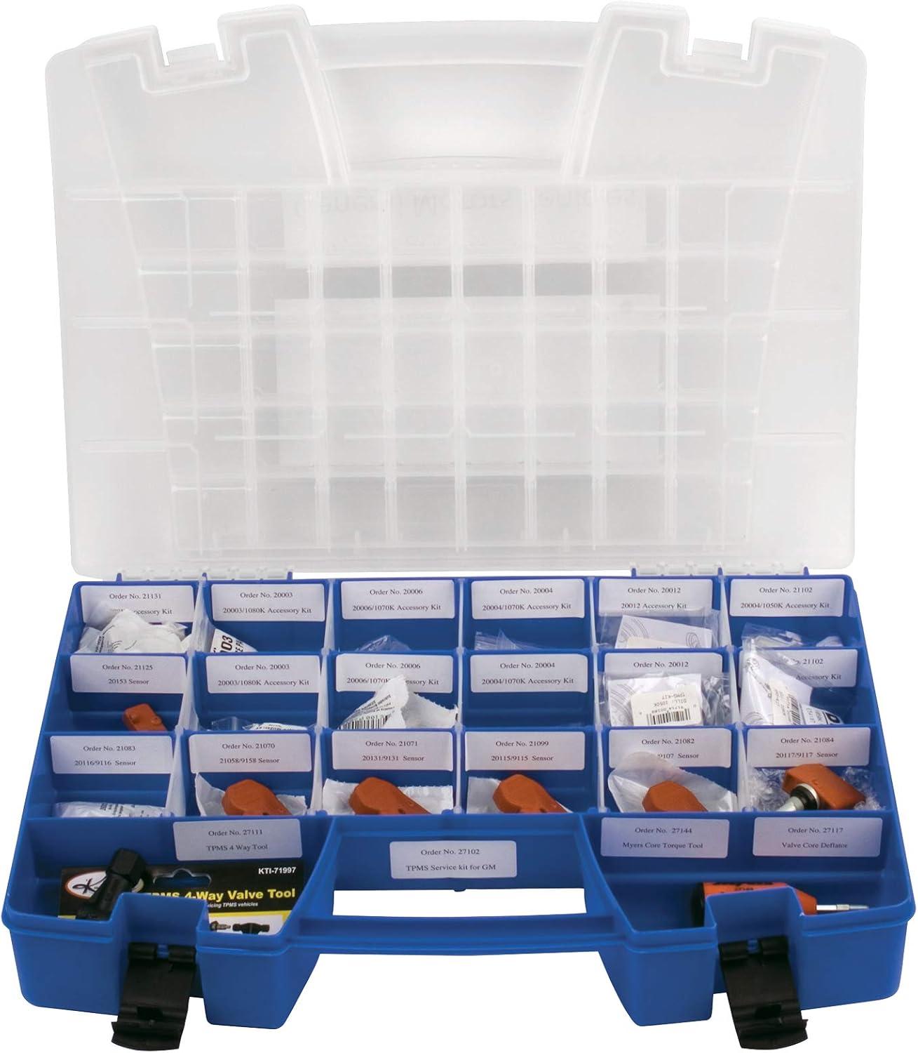 Blue Portable Multi-Compartment Organizer with Clear Lid