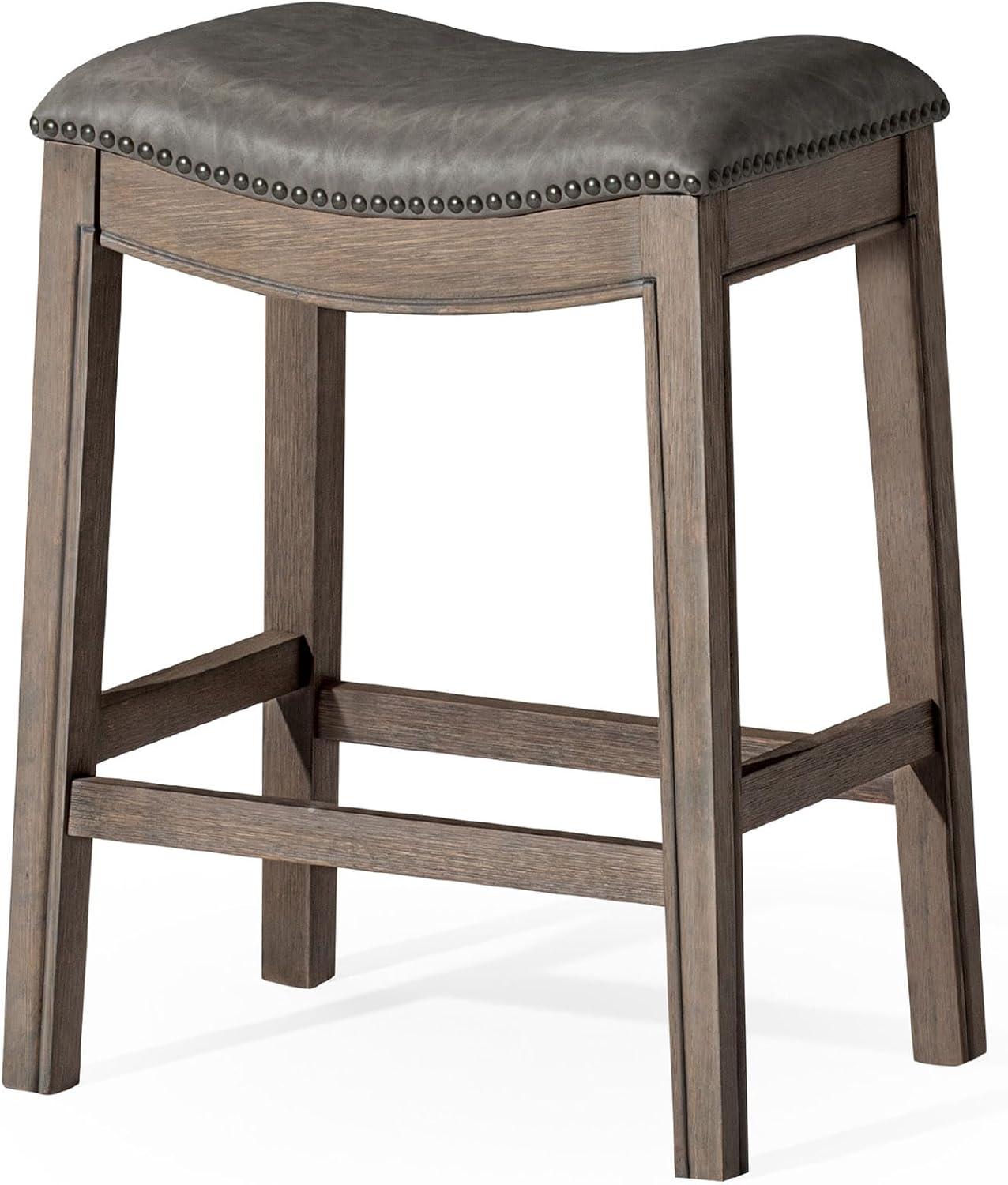 Maven Lane Adrien Saddle Barstool with Vegan Leather Upholstery