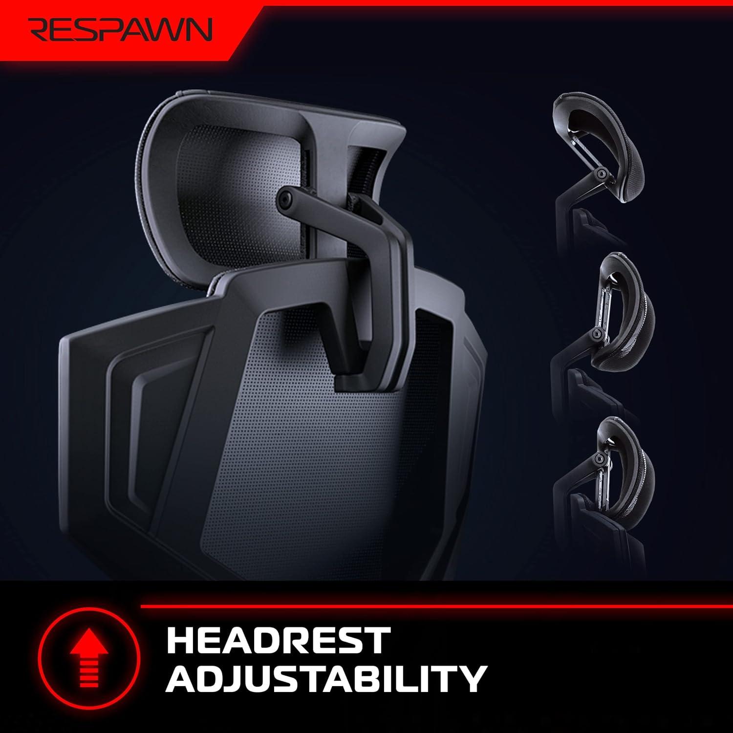 Respawn RESPAWN FLEXX Mesh Gaming Chair With Lumbar Support, Ergonomic Gaming Chair with Recline/Tilt Tension Controls, Adjustable Arms, 300lb Max Weight With Wheels for Computer/Desk/Office