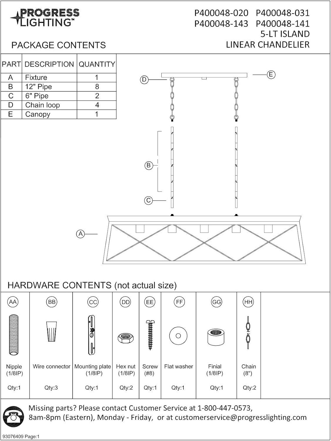Progress Lighting Briarwood 5-Light Linear Chandelier, Antique Bronze, Faux-Painted Wood Enclosure