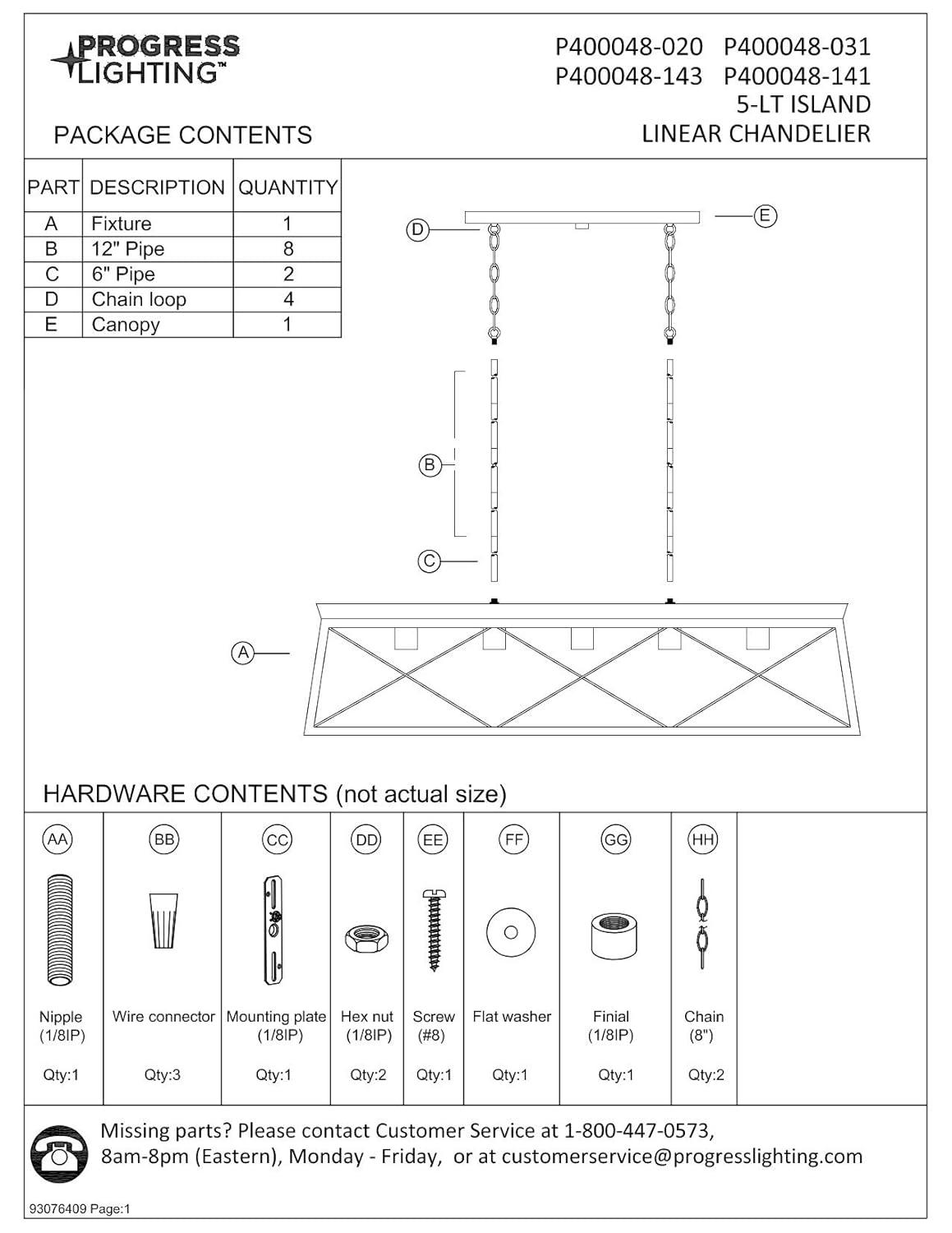 Progress Lighting Briarwood 5-Light Linear Chandelier, Antique Bronze, Faux-Painted Wood Enclosure