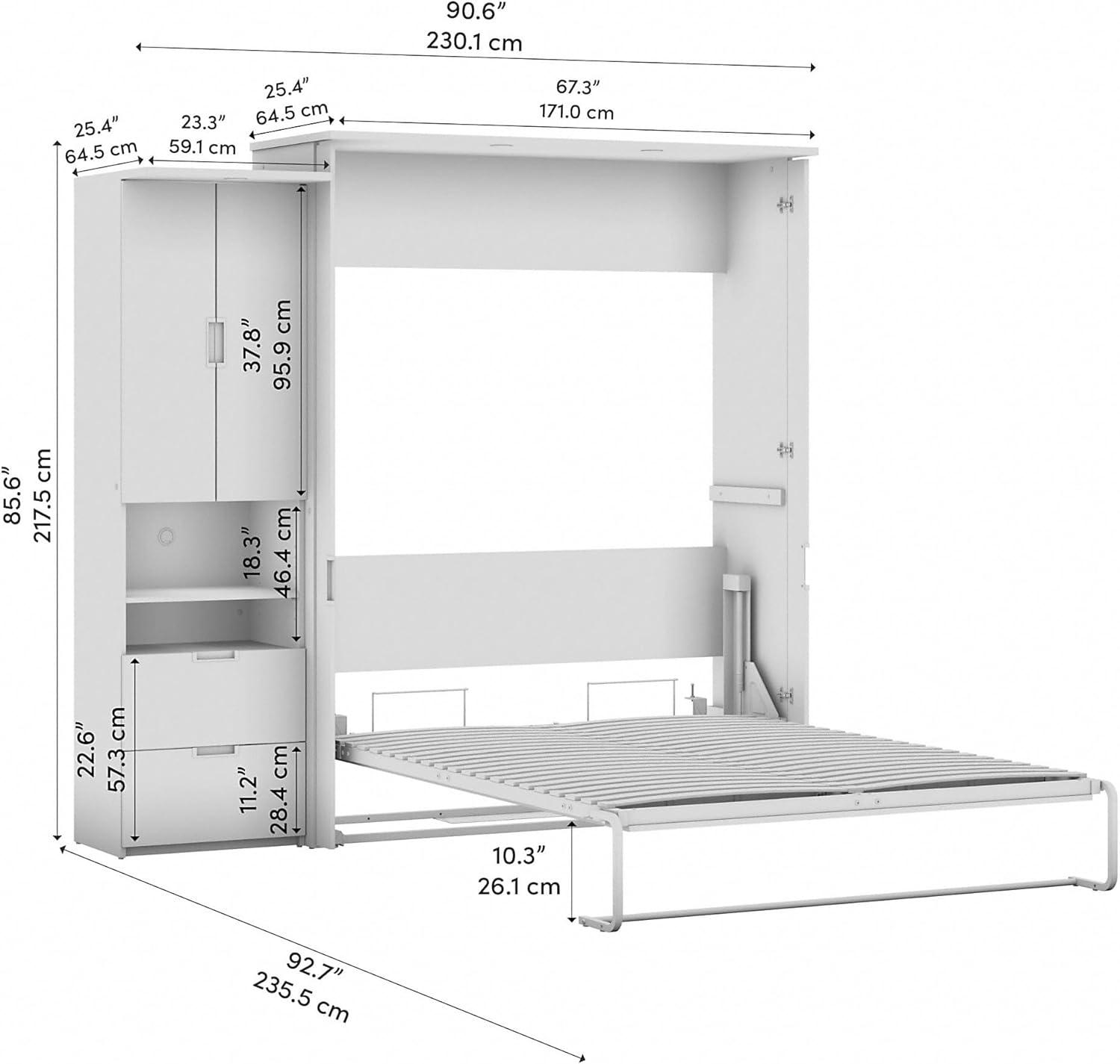 Sand & Stable™ Luka Murphy Bed with Storage Cabinet (90W)