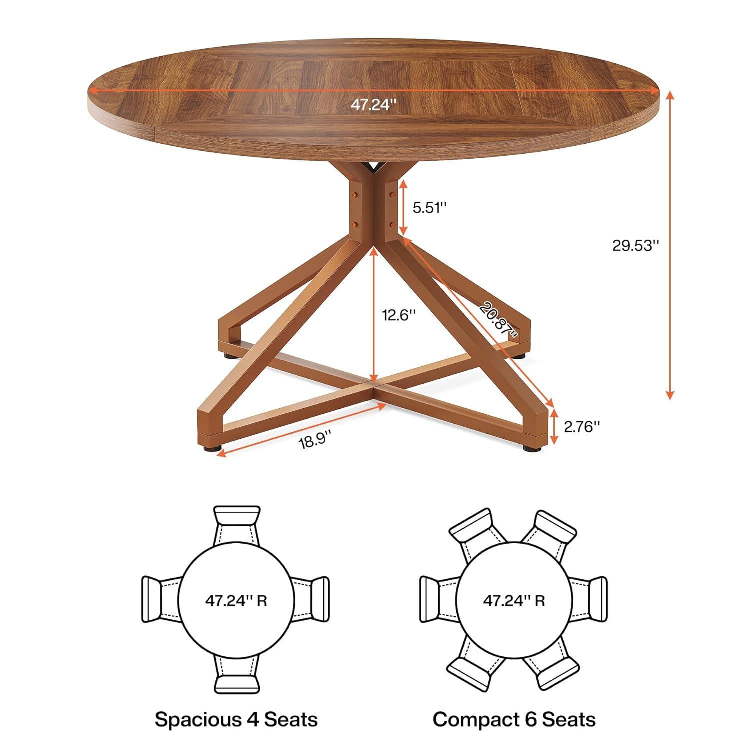 Millwood Pines 47 Inch Round Dining Table For 4-6 People