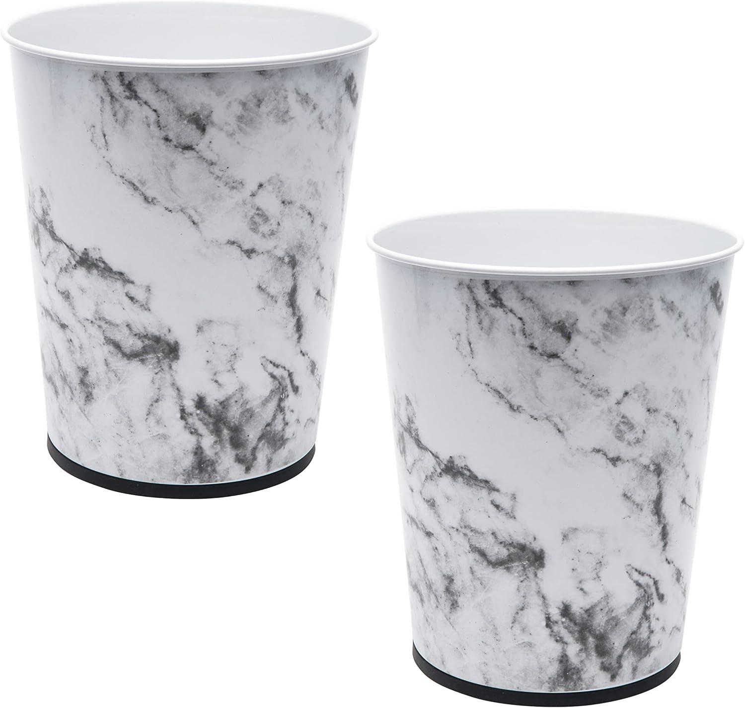 Marble Pattern Stainless Steel Small Wastebasket Set