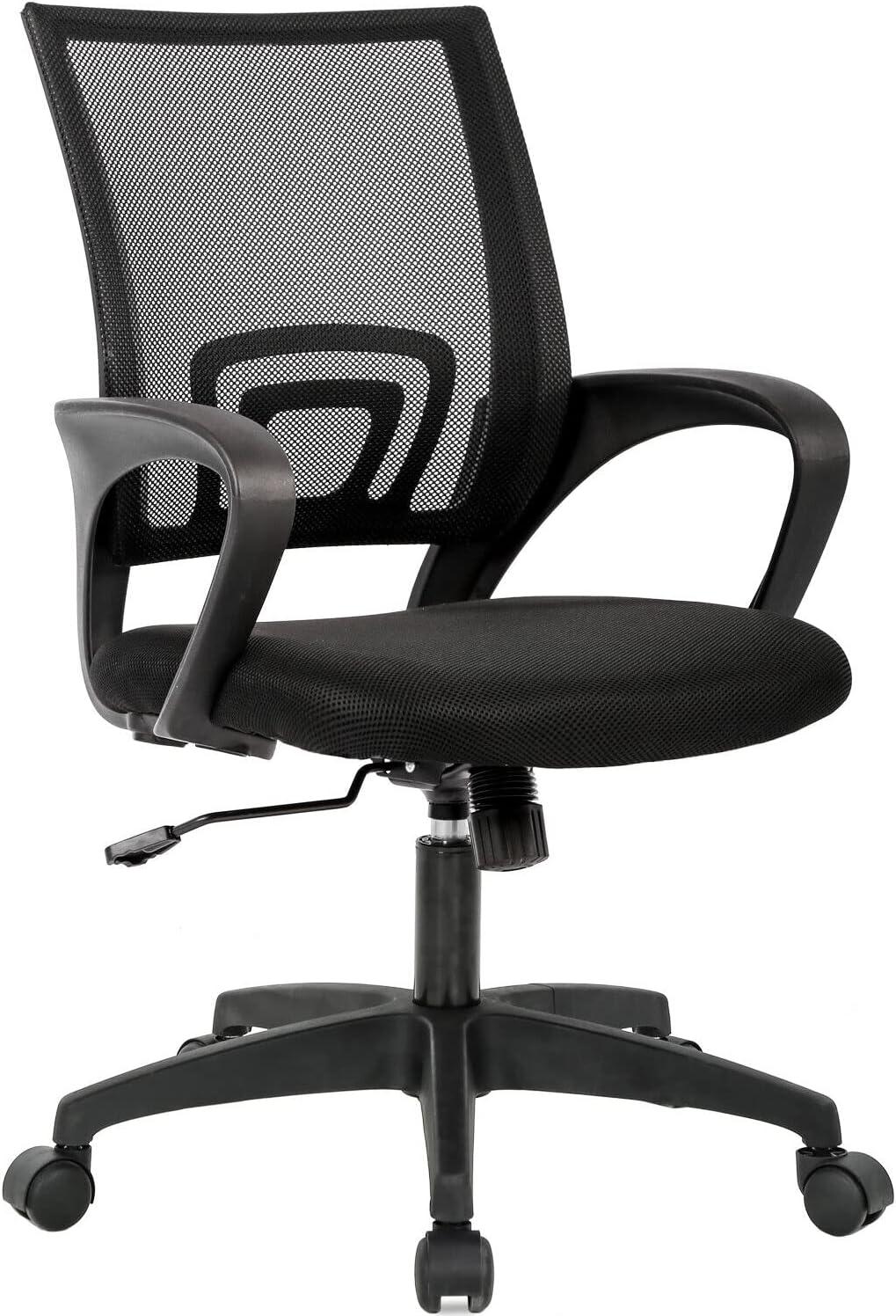 FDW Home Office Chair Ergonomic Desk Chair Mesh Computer Chair with Lumbar Support Armrest Adjustable Mid Back Task Chair for Women Adults