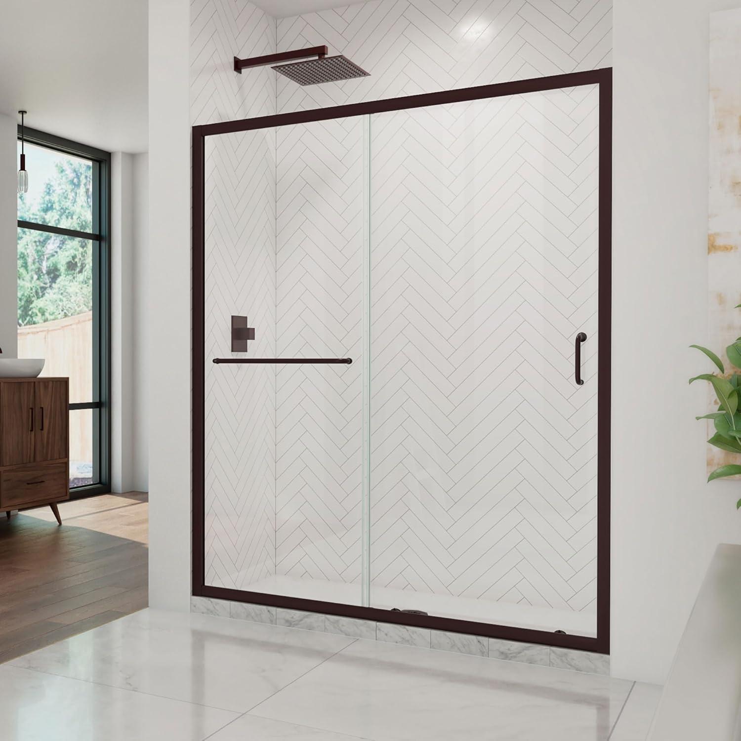 Infinity-Z 60" W x 72" H Single Sliding Frameless Shower Door