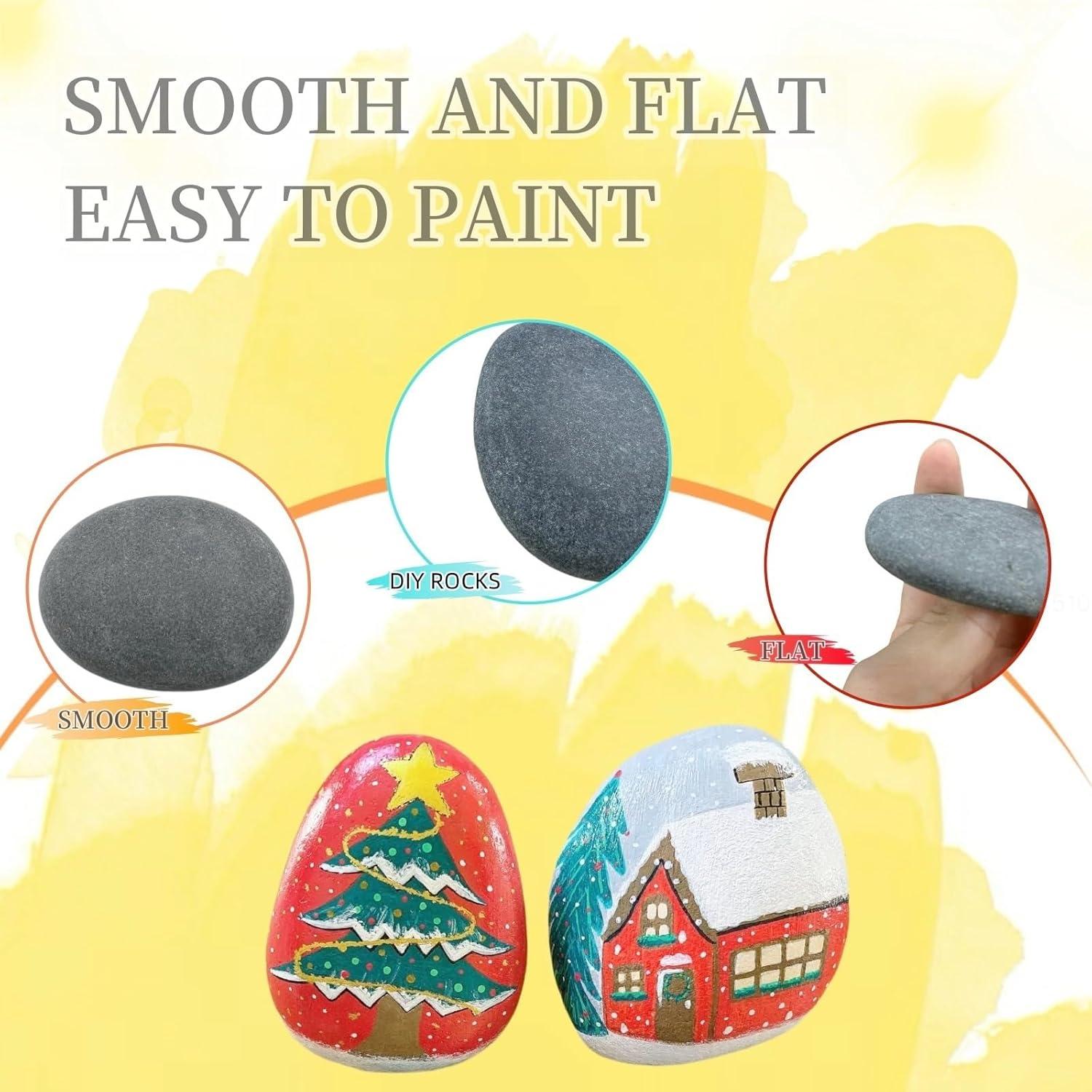 CYLHCM 120 PCS Rocks for Painting, Medium/Small/Tiny Rocks for Painting, Flat DIY Painting Rocks with 30PCS Wiggle Googly Eyes, Smooth Kindness Rocks for Crafts, Arts,Decoration,Hand Picked Stones