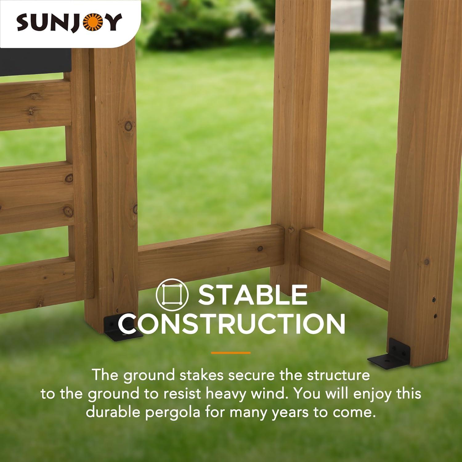 Sunjoy Wood Pergola 10 x 10.5 ft. Cedar Framed Pergolas with Adjustable Hanging Planters