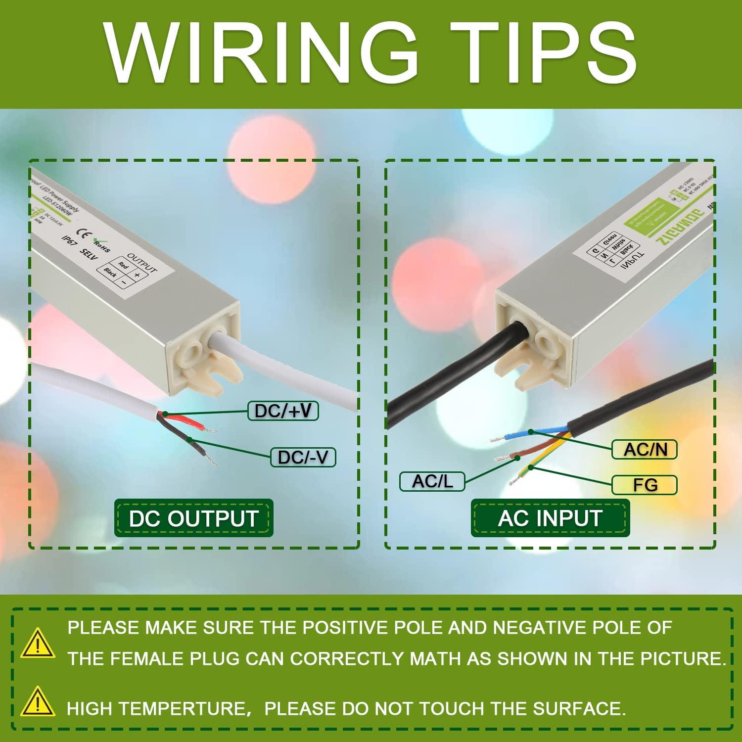 60W Watts LED Driver Power Supply Transformer Adapter Waterproof IP67 100V-260V AC to 12V DC Low Voltage Output for LED Light Outdoor Light 12V DC Led Lights Computer Project