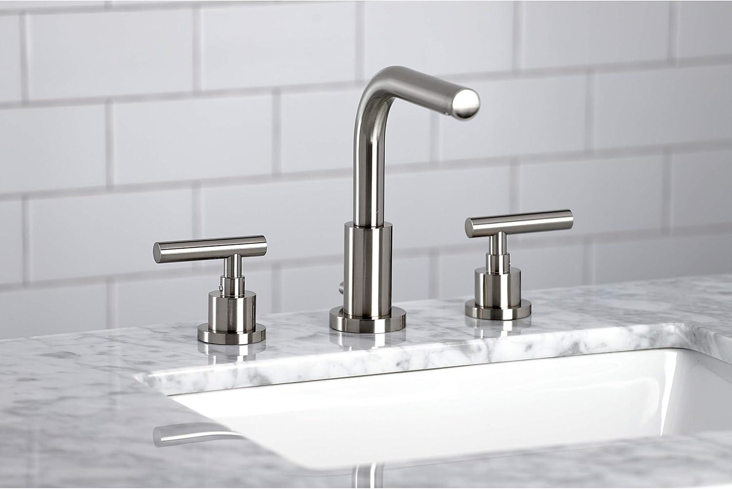 Kingston Brass FSC8958CML Kingston Brass Manhattan Two-Handle 3-Hole Deck Mount Widespread Bathroom Faucet with Brass Pop-Up Drain