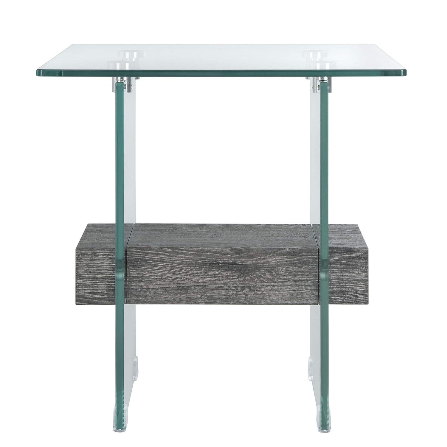 Kayley Glass Accent Table - ACC7001B - Glass/Black Oak - Safavieh