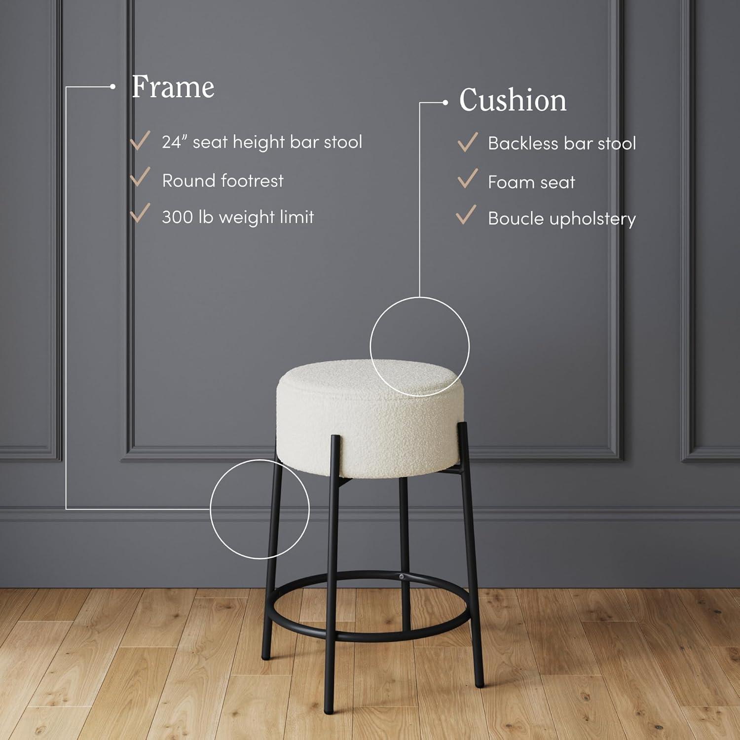 Upholstered Counter Stool with Metal Frame