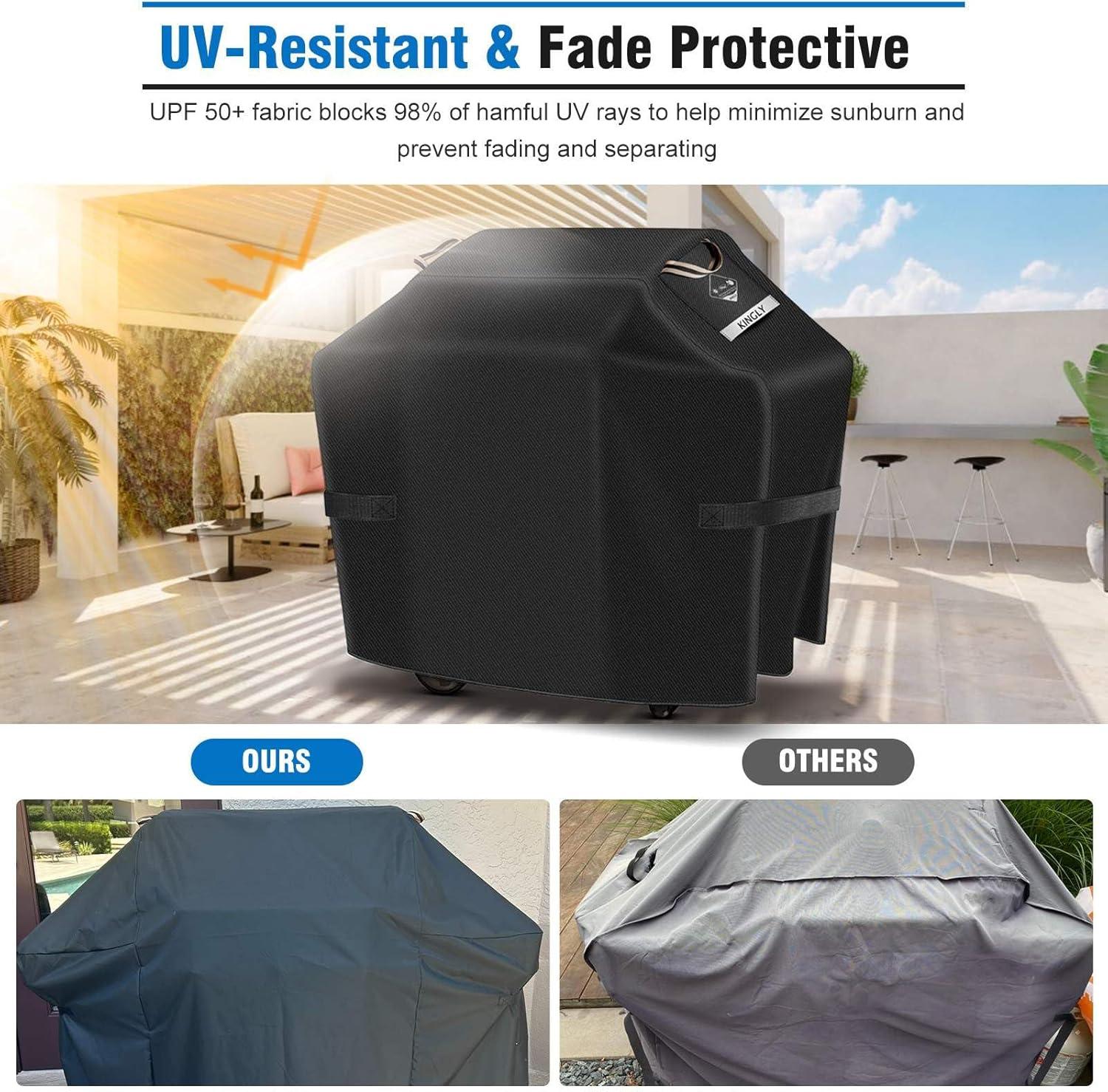 KINGLY 55 Inch Grill Cover for Outdoor Grill,600D Heavy Duty Rip-Proof Material BBQ Cover,Waterproof UV and Fade Resistant Gas Grill Cover with Straps,Barbecue Cover for Weber Char-Broil Nexgrill,etc