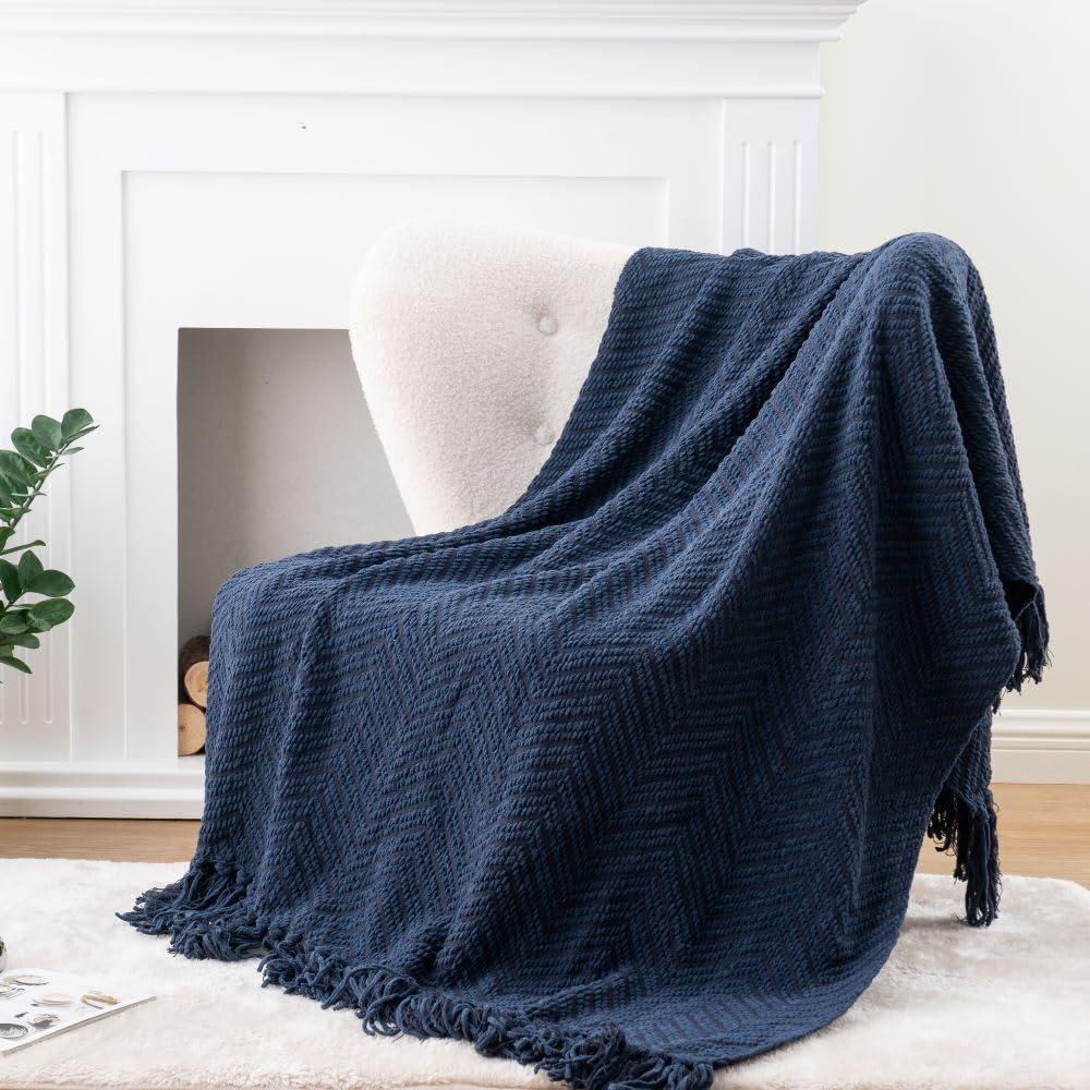 Battilo Home Throw Blanket for Couch, Super Soft Cozy Warm Throws for Twin Bed, Knit Woven Chenille Blanket Versatile for Sofa Bedroom Home Decor