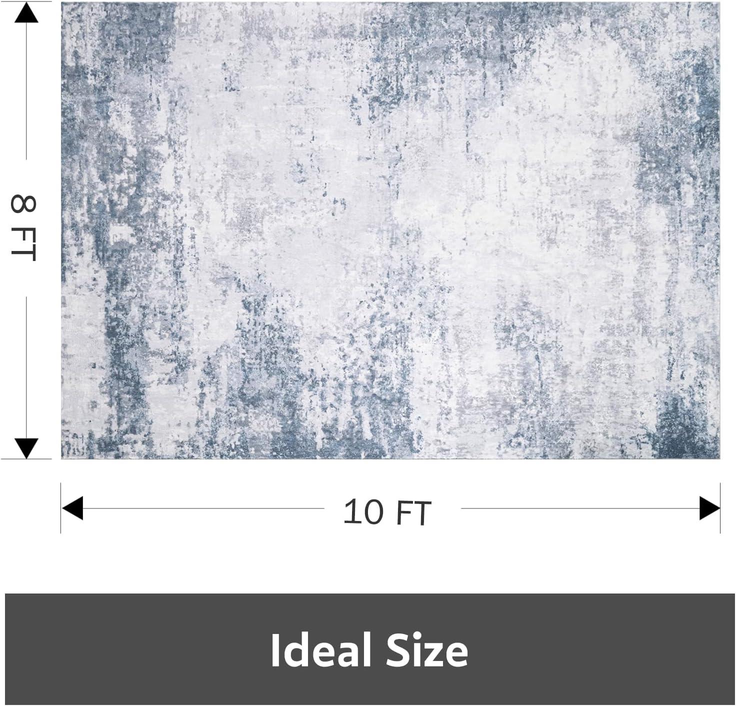 Garvee 5'x7' Modern Blue Abstract Area Rug Machine Washable Contemporary Rug Soft Foldable Thin Accent Rug Anti-Slip Non-Shedding Floor Carpet